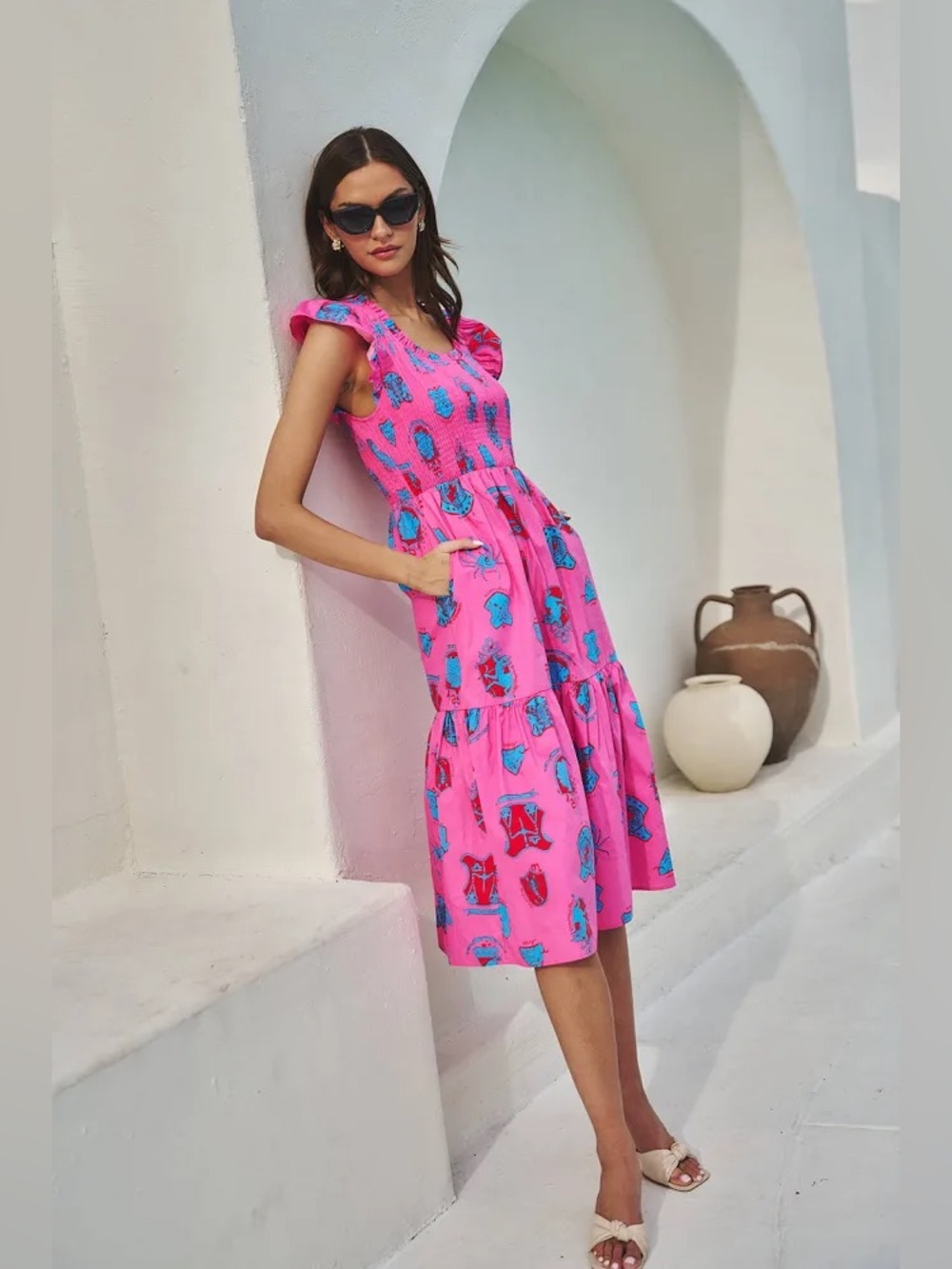 Sugarlips Glare Smock Tiered Midi Dress Zodiac Small New With Tags